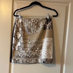 Tahari Woman Snake Print Mini Skirt in Brown and Cream